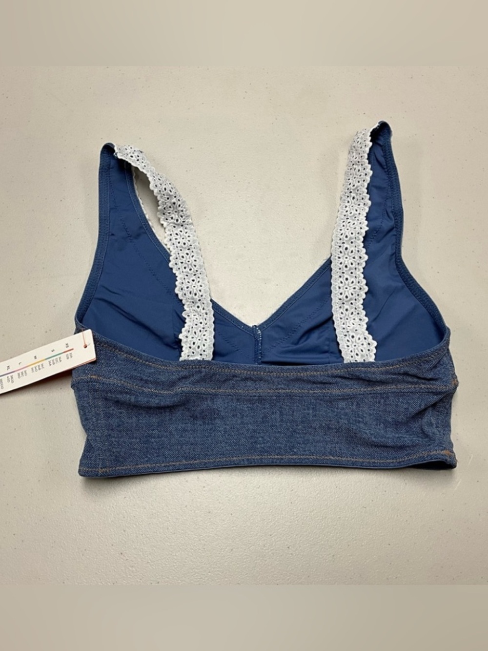 Colsie Blue Denim Lace Trim Bralette size XL - Picture 4 of 10